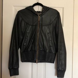 Red by Marc Ecko Hooded Leather Jacket